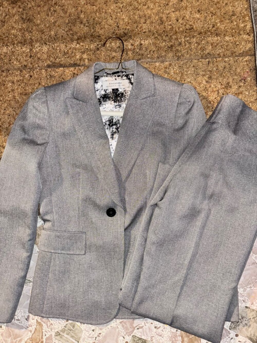 Women's Herringbone Peak Lapel Blazer and Mid Rise Pants